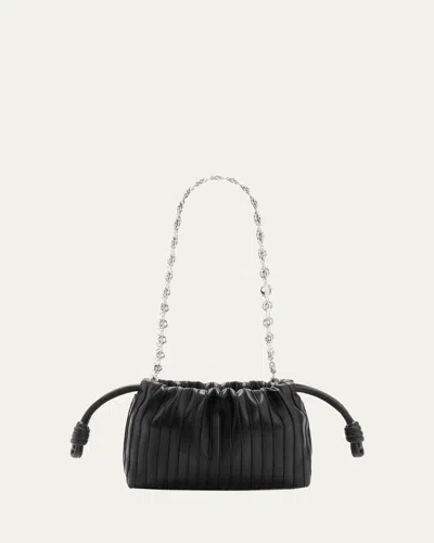 Loewe Flamenco Pleated Shoulder Bag In Napa Leather In Black