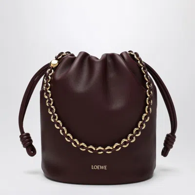 Loewe Flamenco Calf Leather Bucket Bag In Burgundy