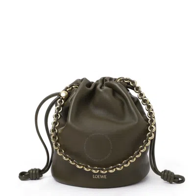Loewe Flamenco Purse Bucket Bag In Green/beige