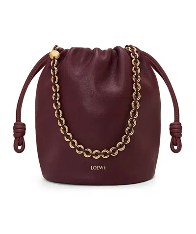 Loewe Flamenco Purse Bucket Bag In Mellow Nappa Lambskin In Burgundy