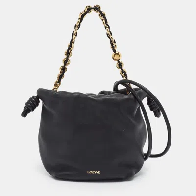 Pre-owned Loewe Flamenco Purse Mini Black Leather Bag