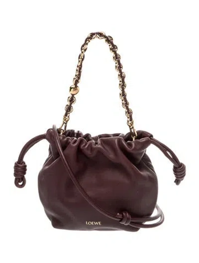 Pre-owned Loewe Flamenco Purse Mini In Burgundy