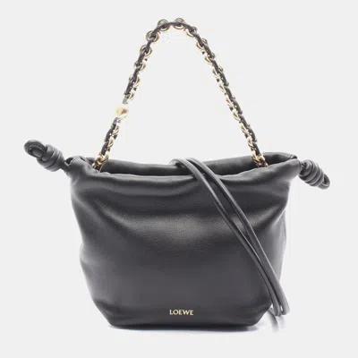 Pre-owned Loewe Flamenco Purse Mini Handbag Leather Black