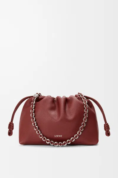 Loewe Medium Flamenco Purse In Fine Grained Leather Skin For Woman In Burgundy