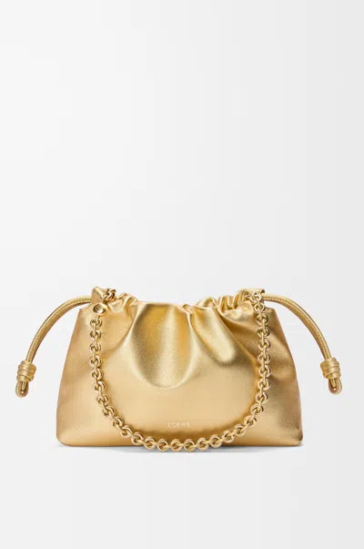 Loewe Medium Flamenco Purse In Laminated Lambskin For Woman In Gold