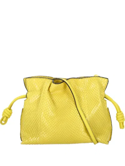Loewe Flamenco Python Clutch Bag In Yellow