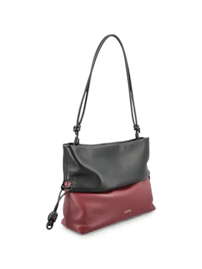 Loewe Flamenco Rolled Drawstring Tote Bag In Black