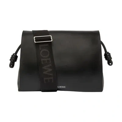 Loewe Flamenco Satchel In Suede Leather In Black