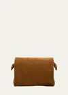 Loewe Flamenco Satchel In Suede Leather In Tobacco