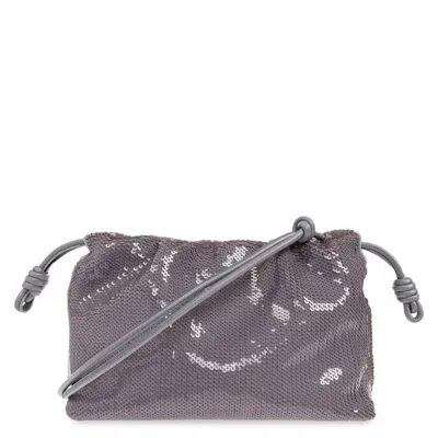 Loewe Flamenco Sequined Medium Purse Bag In Gray