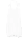 Loewe Flamenco Knotted Leather-trimmed Voile Halterneck Mini Dress In White