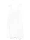 Loewe Flamenco Knotted Leather-trimmed Voile Halterneck Mini Dress In White