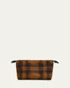 Loewe Flamenco Shoulder Bag In Plaid Calfskin Suede In Brown