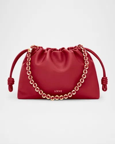 Loewe Flamenco Small Crossbody Bag In Napa Leather With Detachable Chain In Burnt Red