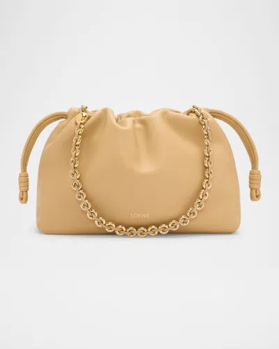 Loewe Flamenco Small Crossbody Bag In Napa Leather With Detachable Chain In Dark Butter