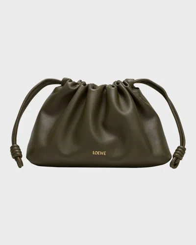 Loewe Flamenco Small Crossbody Bag In Napa Leather With Detachable Chain In Dark Khaki Green