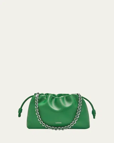 Loewe Flamenco Small Crossbody Bag In Napa Leather With Detachable Chain In Tropical Green