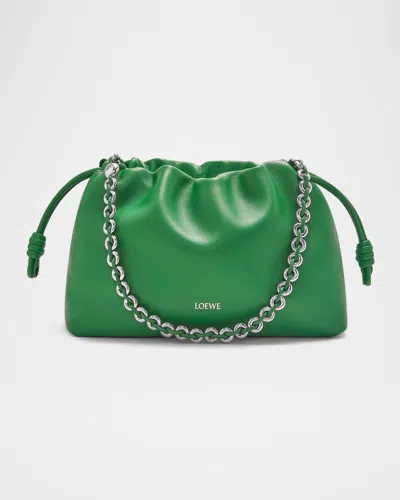Loewe Flamenco Small Crossbody Bag In Napa Leather With Detachable Chain In Tropical Green