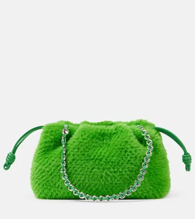 Loewe Flamenco Small Faux Fur Bucket Bag In Tropical Green