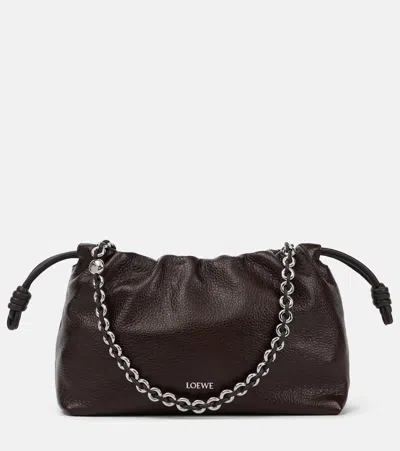 Loewe Flamenco Small Leather Bucket Bag In Oxblood