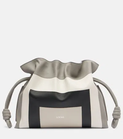 Loewe Flamenco Square Leather Clutch In Gray
