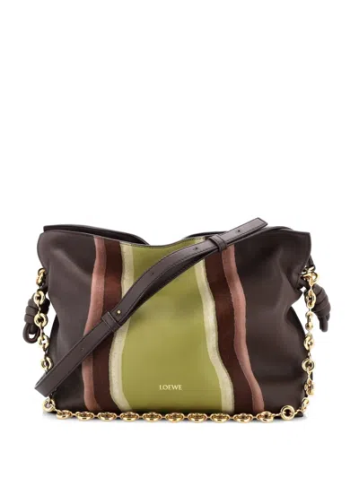 Pre-owned Loewe Flamenco Surplus Knot Donut Chain Clutch Landscape Printed Leather Medium Shoulder Bag In Multi