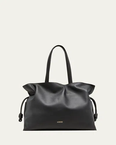 Loewe Flamenco Xl Leather Clutch In Black