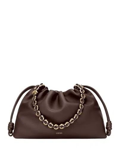 Loewe Flamento Large Leather Clutch In Brown