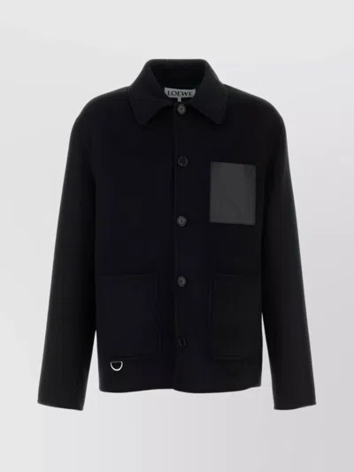 Loewe Flannel Jacket With Metal Ring Detail In Black