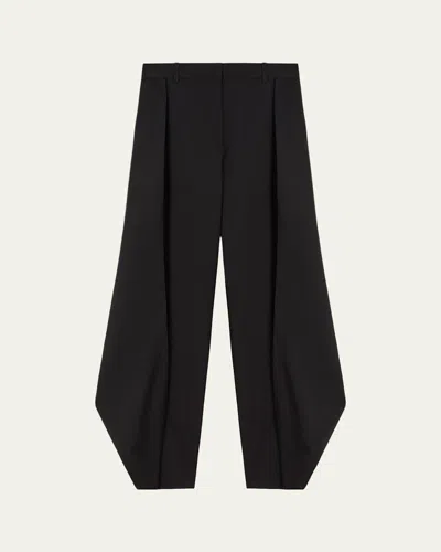 Loewe Flappy Wide-leg Wool Trousers In Black