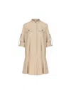 Loewe Mini Dress Cotton Adjustable Sleeves In Beige