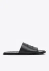 Loewe Black Anagram Flex Slides In Leather
