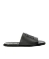Loewe Black Anagram Flex Slides In Leather In Black