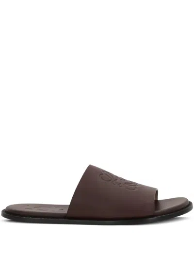 Loewe Flex Anagram Slide Sandals In Burgundy
