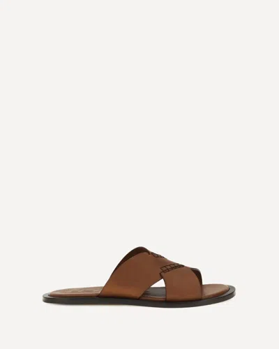 Loewe Flex Cross Leather Slide Sandals In Brown