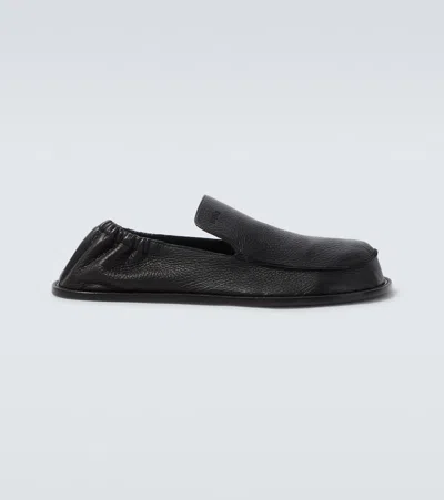 Loewe Flex Leather Loafers In Black