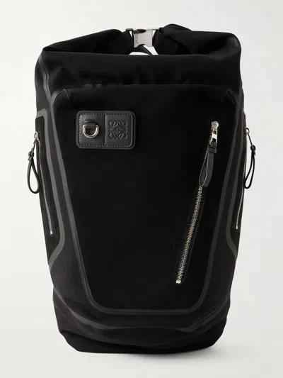 Loewe Flex Roll-top Backpack In Canvas And Suede For Man In Black