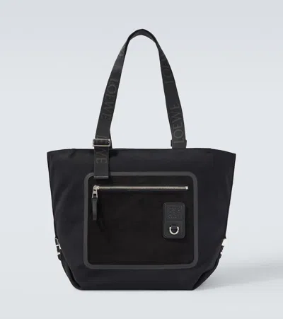 Loewe Flex Medium Canvas And Suede Tote Bag
