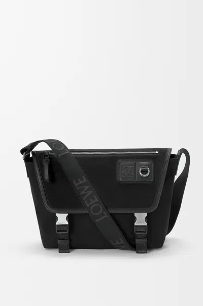 Loewe Mens Black Medium Flex Messenger Canvas And Suede Shoulder Bag