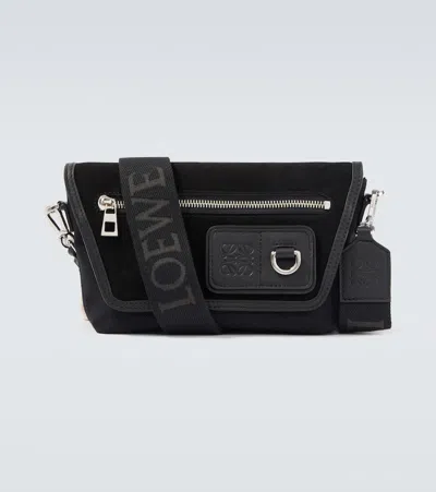 Loewe Flex Mini Canvas And Suede Messenger Bag