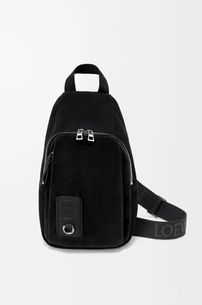 Loewe Flex Sling Leather And Suede-trimmed Canvas Bag In Pattern