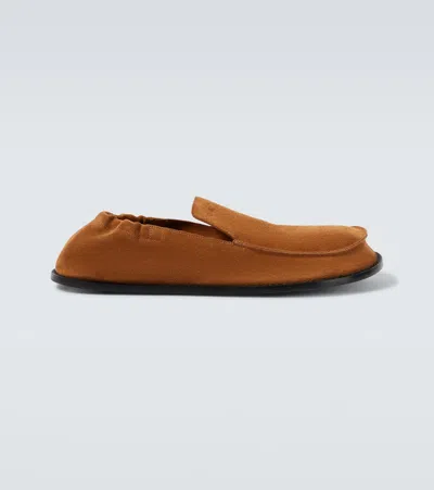 Loewe Flex Suede Loafers In Brown