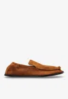 Loewe Camel Suede Flex Loafers In Multi
