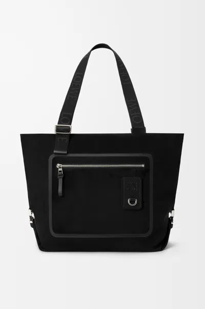 Loewe Flex Zipped Tote In Canvas And Suede For Man In Black