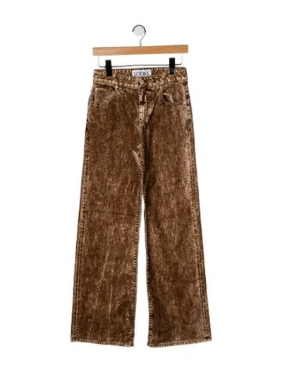 Pre-owned Loewe Flocked Wide Leg Pants In Brown