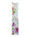 Loewe Ribbed Floral-print Silk And Cotton-blend Jersey Midi Dress In Blue