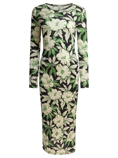 LOEWE FLORAL DRESS DRESSES GREEN