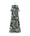 Loewe Off-the-shoulder Floral-print Silk-crepon Midi Dress In Gray
