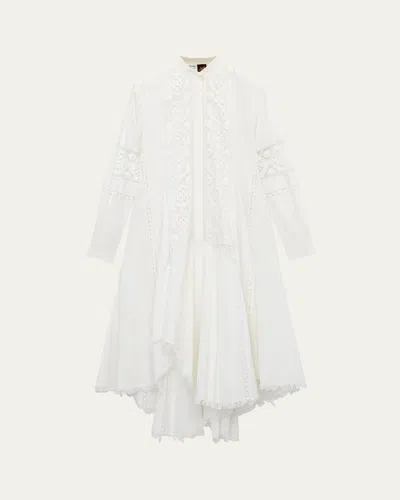Loewe Floral Lace Fit-and-flare Handkerchief Shirt Dress In White