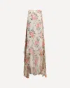 Loewe Floral Print Silk Dress Asymmetrical Construction In Multi